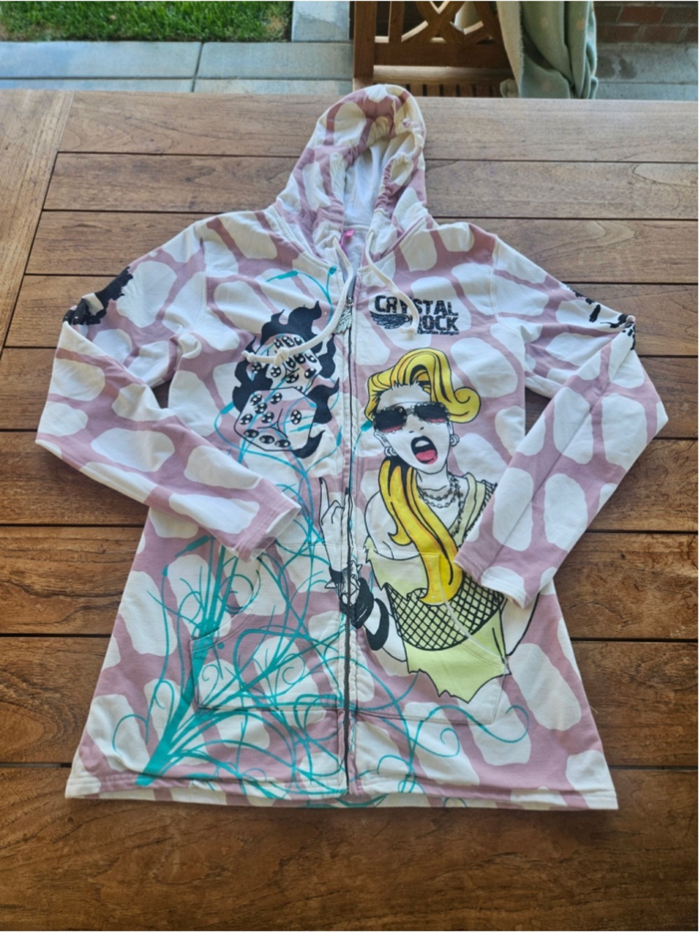 Y2K Crystal Rock by Christian Audigier Full Zip Hoodie Graphic Size L